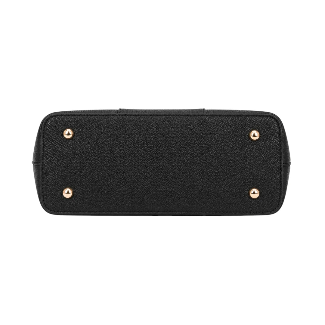 Zelquix Classic Black PU Leather Everyday Handbag