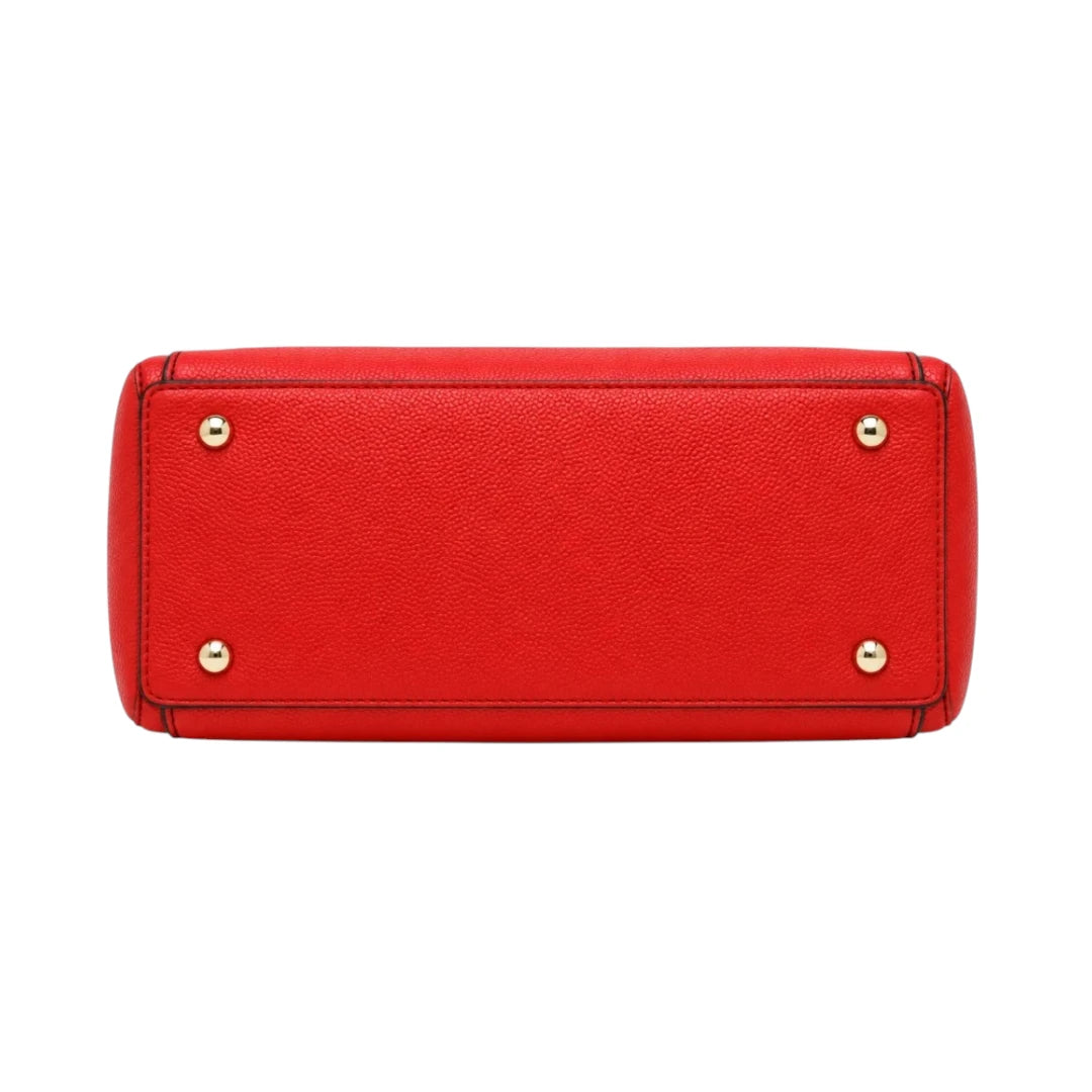 Zelquix Textured Red PU Leather Everyday Handbag