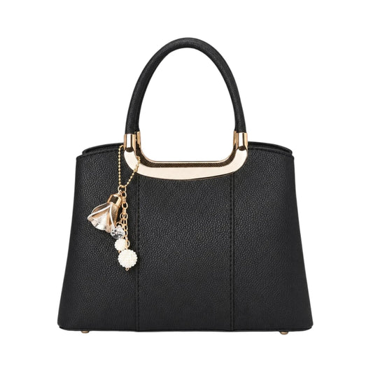 Zelquix Classic Black PU Leather Everyday Handbag