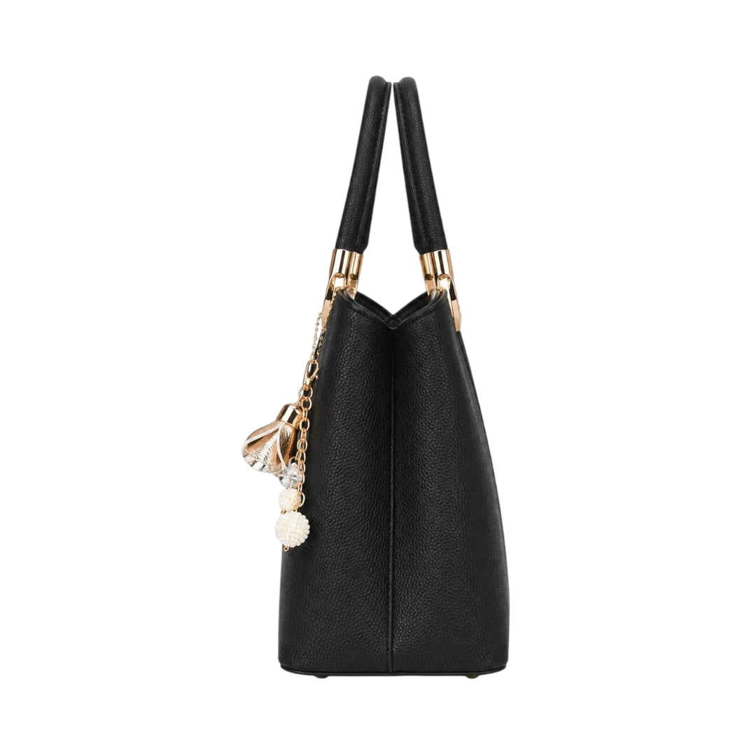 Zelquix Classic Black PU Leather Everyday Handbag
