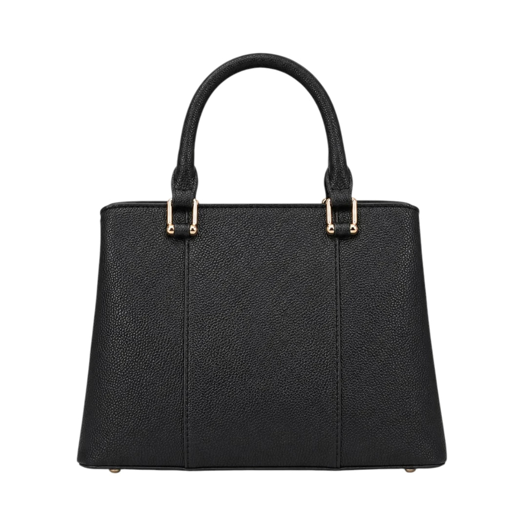 Zelquix Classic Black PU Leather Everyday Handbag