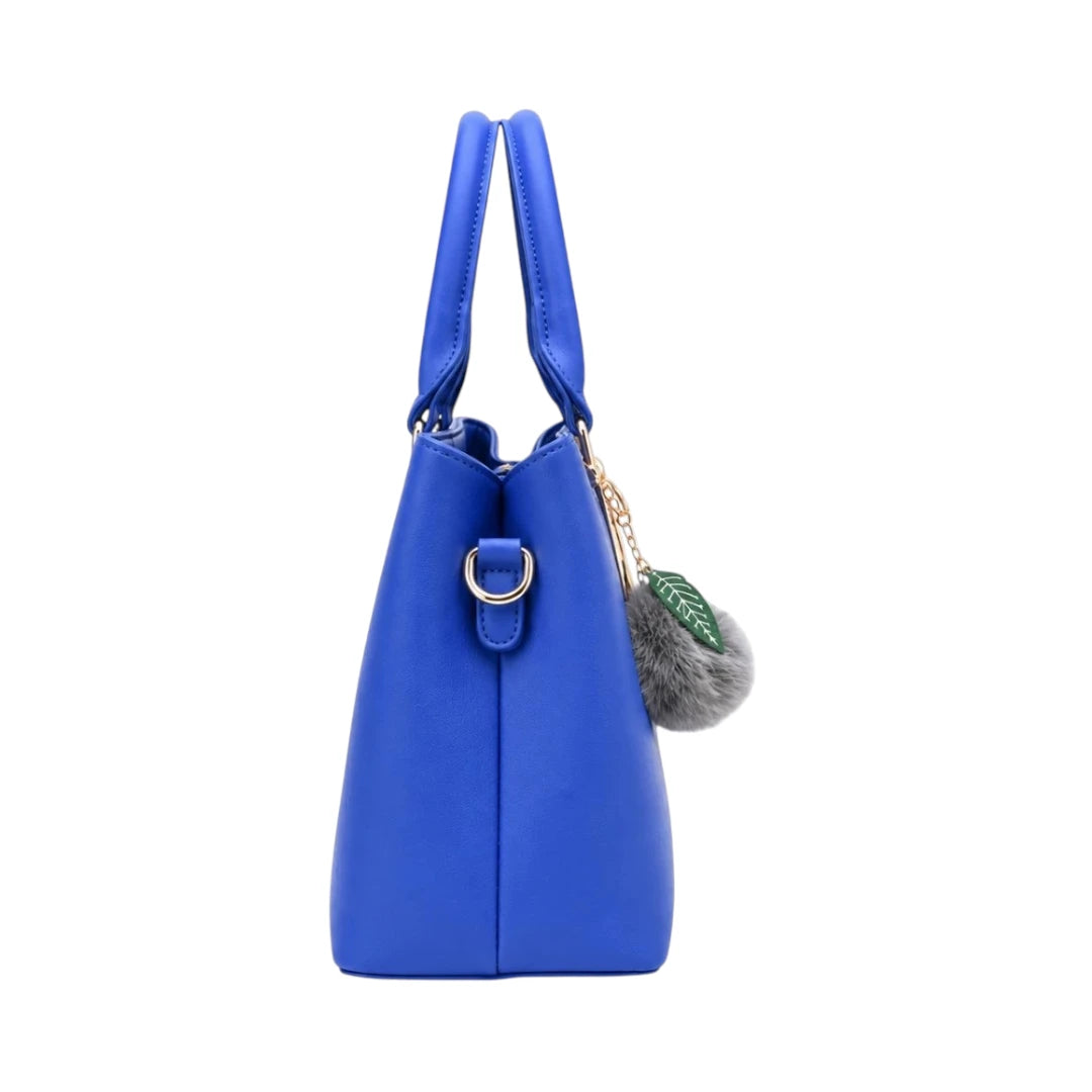 Zelquix Textured Blue PU Leather Everyday Handbag