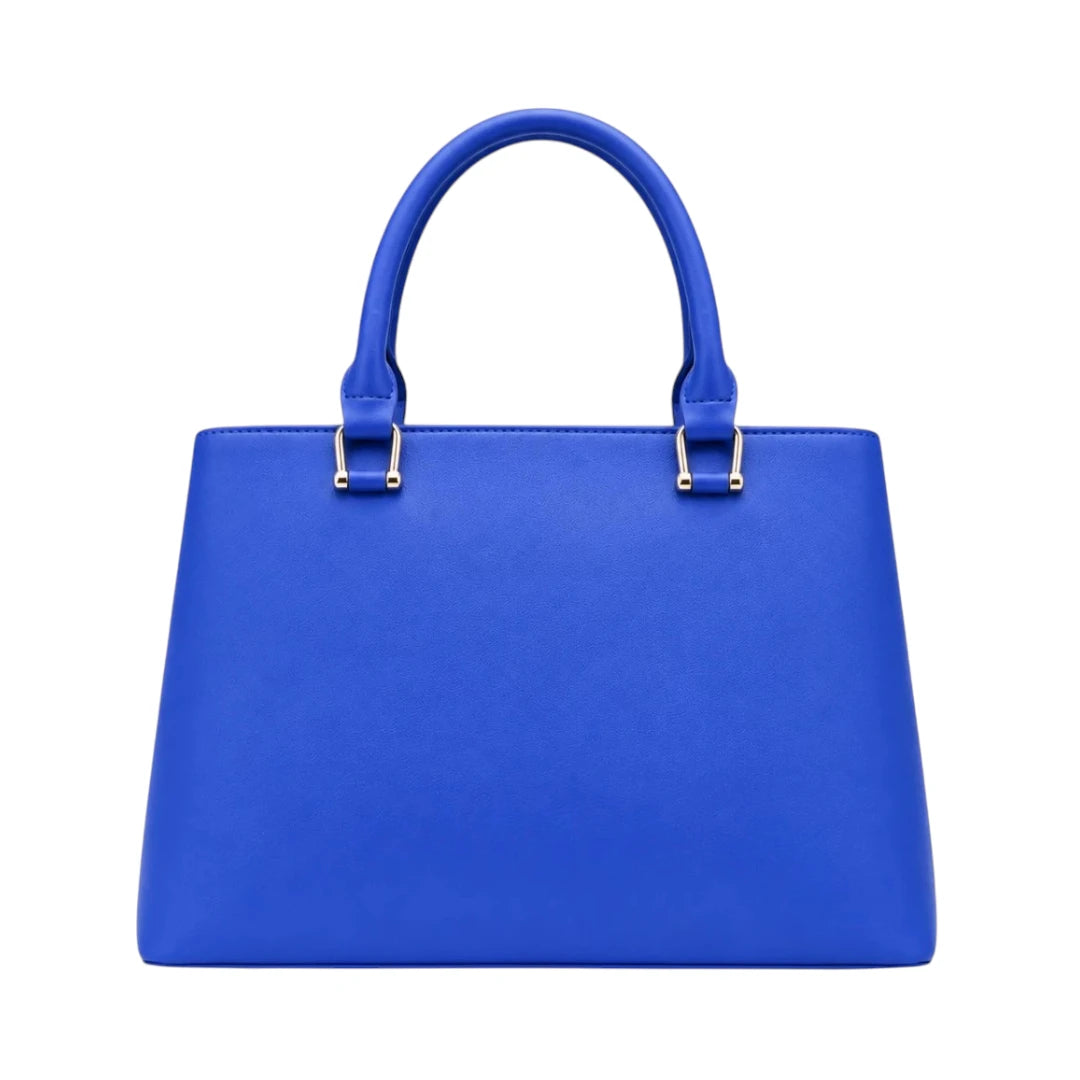 Zelquix Textured Blue PU Leather Everyday Handbag