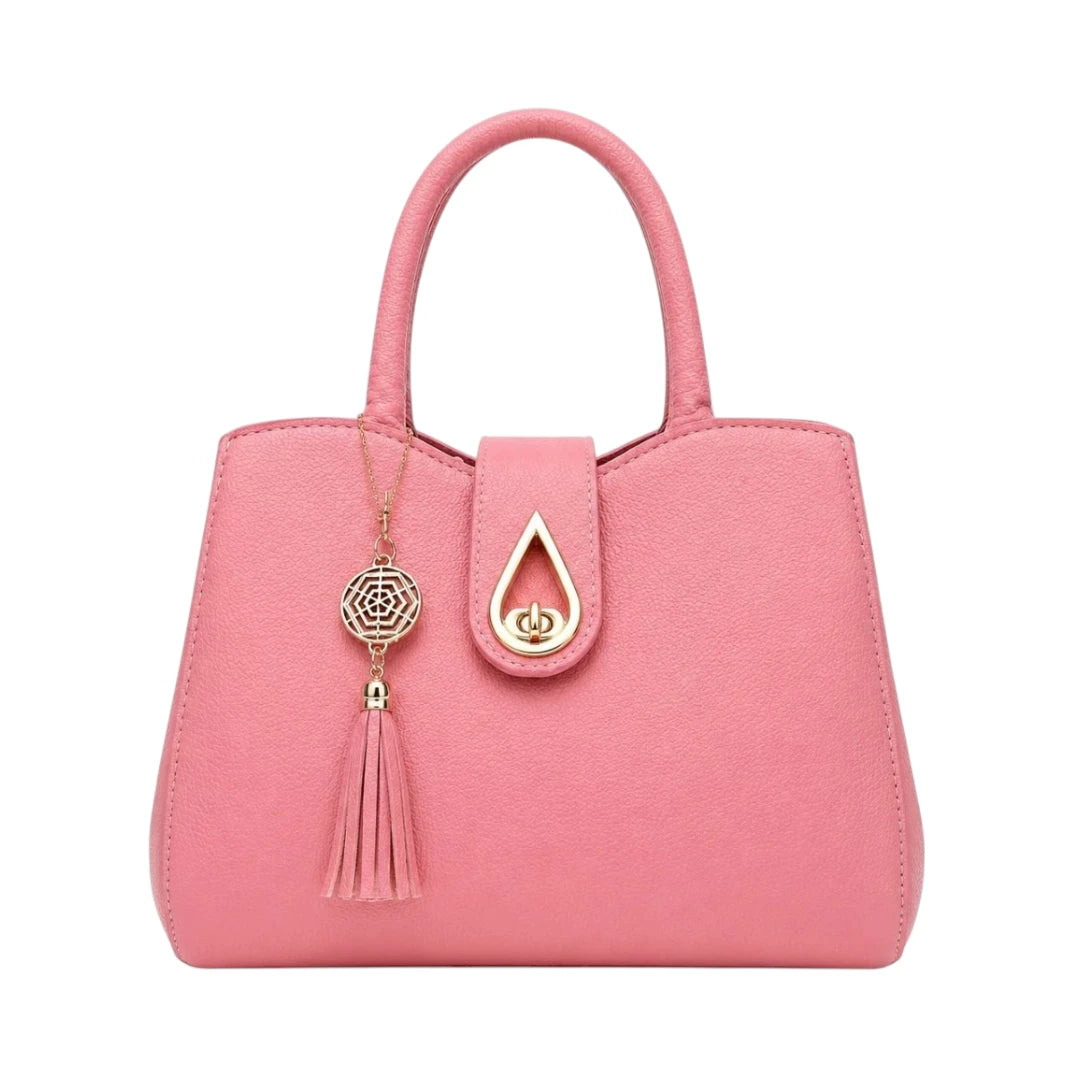 Zelquix Textured Pink PU Leather Everyday Handbag