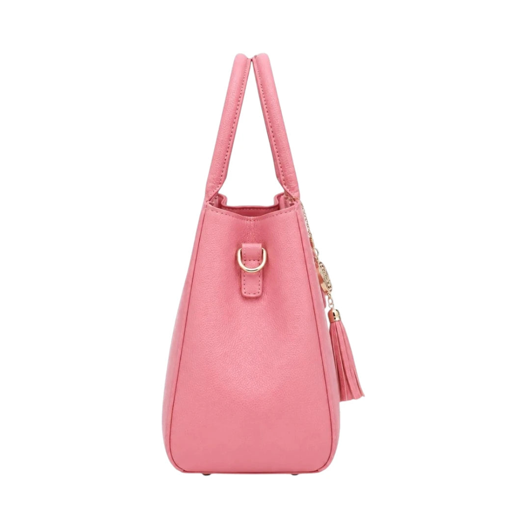 Zelquix Textured Pink PU Leather Everyday Handbag