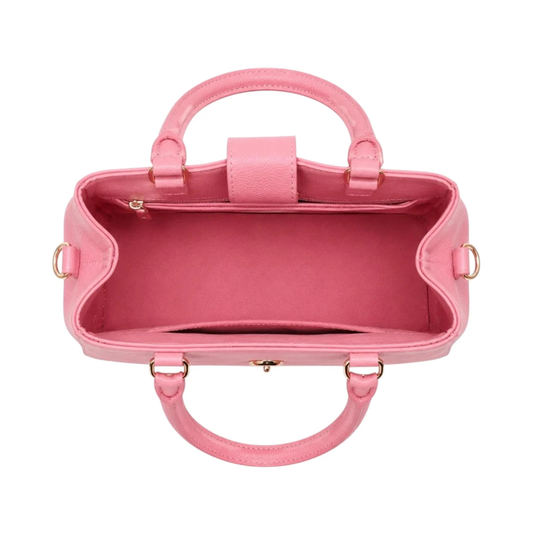 Zelquix Textured Pink PU Leather Everyday Handbag