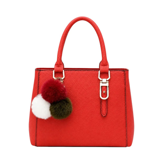 Zelquix Textured Red PU Leather Everyday Handbag