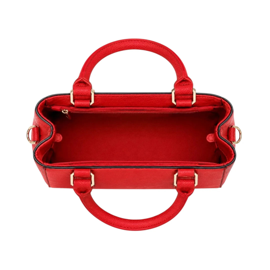 Zelquix Textured Red PU Leather Everyday Handbag