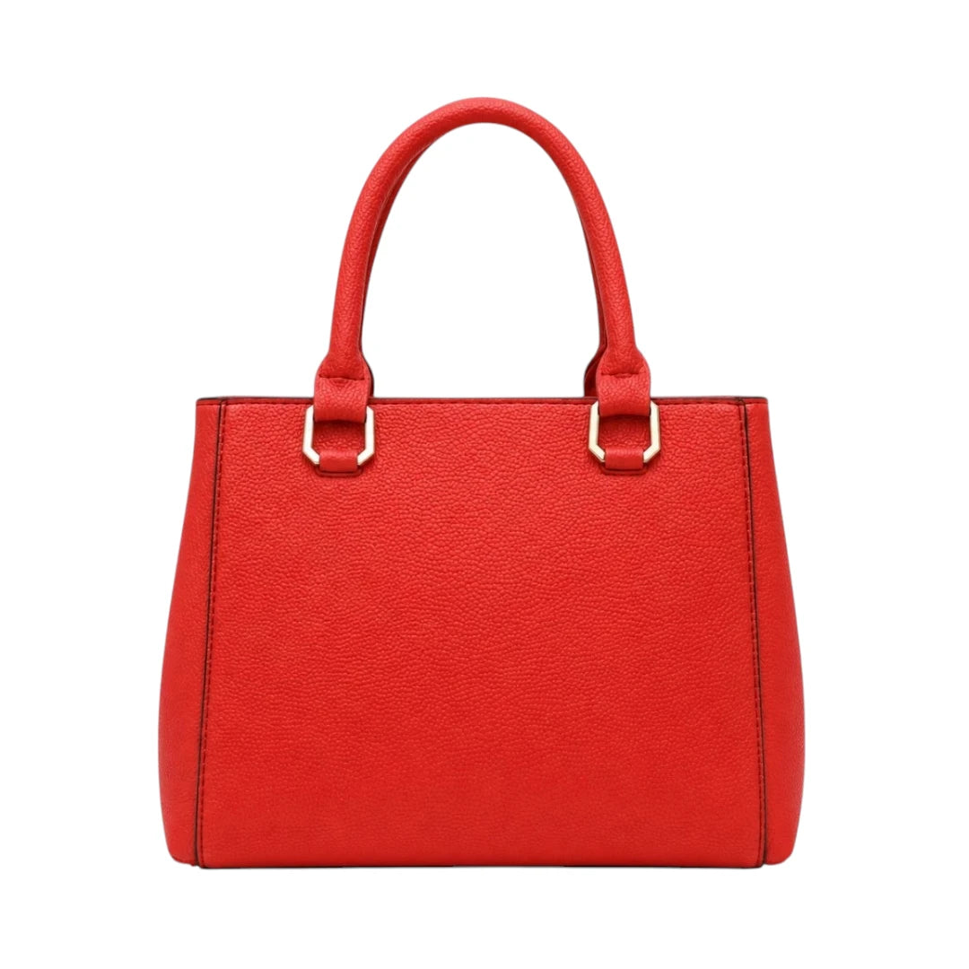 Zelquix Textured Red PU Leather Everyday Handbag